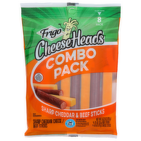 Frigo Cheese Heads Combo Pack Sharp Cheddar & Beef Sticks - 0.79 Ounce - 8 Count