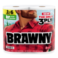 Brawny Towel Tear-A-Square Paper Towels, 2 Triple Rolls - 228 Count