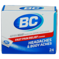 Bc Fast Pain Relief Powder Aspirin Nsaid Reliever - 24 Count