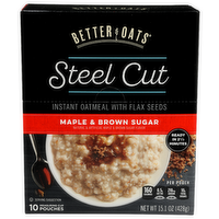 Better Oats Instant Oatmeal Box Steel Cut Maple & Brown Sugar - 1.51 Ounce - 10 Count