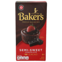 Baker's Semi-Sweet Chocolate 56% Cacao Premium Baking Bar - 4 Ounce