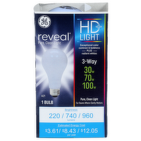 GE Light Bulb, HD+, 3-Way, 30/70/100 Watts