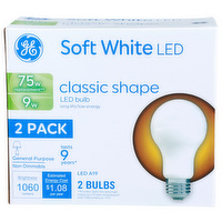 Ge Classic Shape Soft White Led A19 Bulb - 2 Count