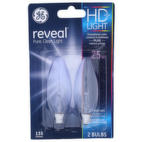 Ge Reveal Decorative Bc Candelabra Base Hd+ Light - 2 Count
