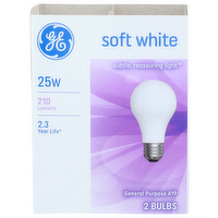 Ge General Purpose A19 Soft White Bulb - 2 Count