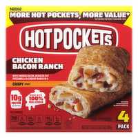 Hot Pockets Chicken Bacon Ranch, Frozen Snacks, Air Fryer Protein, 4PK - 17 Ounce