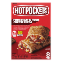Hot Pockets Four Meat, Cheese Pizza, Frozen Snack, 8 Pack - 34 Ounce