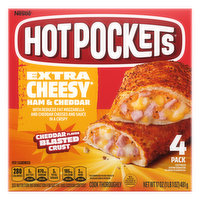 Hot Pockets Extra Cheese Ham And Cheddar, Air Fryer Snacks, Frozen Sandwiches 4PK - 17 Ounce