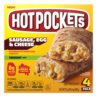 Hot Pockets Sausage Egg And Cheese, Frozen Snacks, Air Fryer Protein, 4 Pack - 17 Ounce