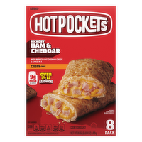 Hot Pockets Hickory Ham And Cheddar, Crispy Buttery Crust, Frozen Snack, 8 Pack - 36 Ounce