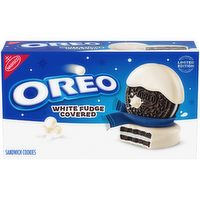 Oreo Covered White Fudge Covered Chocolate Sandwich Cookies, Limited Edition Holiday - 8.5 Ounce