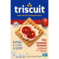 TRISCUIT Fire Roasted Tomato & Olive Oil Whole Grain Wheat Crackers, Lunch Snacks, Snack - 8.5 Ounce