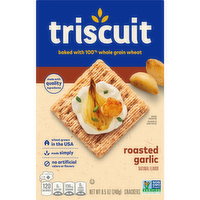 TRISCUIT Roasted Garlic Whole Grain Wheat Crackers, Lunch Snacks, Snack - 8.5 Ounce