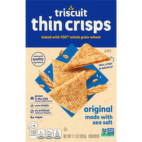TRISCUIT Thin Crisps Original Whole Grain Wheat Crackers, Vegan Snacks, Snack - 7.1 Ounce