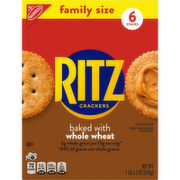 RITZ Baked With Whole Wheat Family Size Crackers, Snacks For Kids And Adults, Lunch - 19.3 Ounce