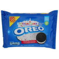 Nabisco Oreo Birthday Cake Flavor Creme Family Size Chocolate Sandwich Cookies - 17 Ounce