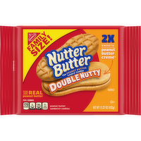 NUTTER BUTTER Double Nutty Peanut Sandwich Cookies, Family Size - 15.27 Ounce