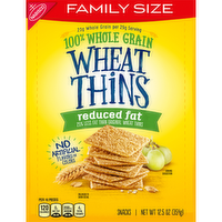 WHEAT THINS Original Reduced Fat Snacks, Whole Grain Crackers, Snack Family Size - 12.5 Ounce