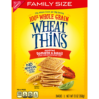 WHEAT THINS Sun Dried Tomato & Basil Sundried Snacks, Whole Grain Crackers, Snack Family Size - 13 Ounce