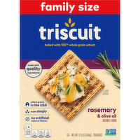 TRISCUIT Rosemary & Olive Oil Whole Grain Wheat Crackers, Lunch Snacks, Snack Family Size - 12.5 Ounce