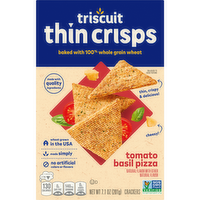 TRISCUIT Thin Crisps Tomato Basil Pizza Whole Grain Wheat Crackers, Lunch Snacks, Snack - 7.1 Ounce