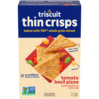 Triscuit Thin Crisps Tomato Basil Thin Crisps Pizza Whole Grain Wheat Crackers, Lunch Snacks, Snack - 7.1 Ounce