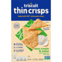 TRISCUIT Thin Crisps Sour Cream & Onion Whole Grain Wheat Crackers, Lunch Snacks, Snack - 7.1 Ounce