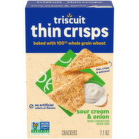 Triscuit Thin Crisps Sour Cream & Onion Thin Crisps Whole Grain Wheat Crackers, Lunch Snacks, Snack - 7.1 Ounce