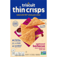 TRISCUIT Thin Crisps Applewood Barbecue Whole Grain Wheat Crackers, Lunch Snacks, Snack - 7.1 Ounce