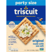 TRISCUIT Original Whole Grain Wheat Crackers, Vegan Healthy Snacks, Lunch Party Size - 17 Ounce