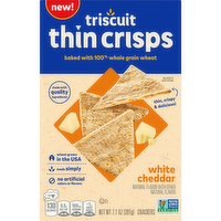 TRISCUIT Thin Crisps White Cheddar Whole Grain Wheat Crackers, Lunch Snacks, Snack - 7.1 Ounce