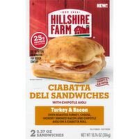 Hillshire Farm Turkey & Bacon Ciabatta Deli Sandwiches - 10.74 Ounce