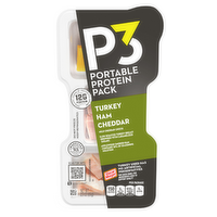 P3 Portable Protein Snack Pack With Turkey, Ham & Cheddar Cheese, Tray - 2.3 Ounce