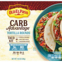 Old El Paso Carb Advantage Tortilla Rounds Taco Kit, Easy Meal Prep - 10.6 Ounce