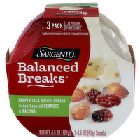 Sargento Balanced Breaks Pepper Jack Natural Cheese, Honey Roasted Peanuts & Raisins - 1.5 Ounce - 3 Count