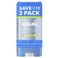 Gillette Antiperspirant And Deodorant For Men, Clear Gel, Powder Rush, Twin Pack 2 Of - 7.6 Ounce