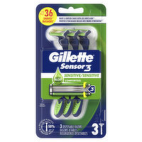 Gillette Sensor3 Sensitive Men's Disposable Razor, 3 Razors - 3 Count