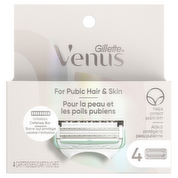 Venus Gillette For Pubic Hair And Skin, Women's Razor Blades, 4 Refills - 4 Count