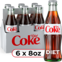 Diet Coke Soda Glass Bottles - 48 Fluid Ounce
