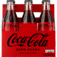 Coca-Cola Zero Sugar Soda Soft Drink, Glass Bottles, 6 Pack - 48 Fluid Ounce