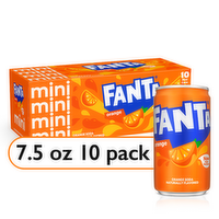 Fanta Orange Soda Soft Drink Fridge Pack, Mini Cans, 10 - 75 Fluid Ounce