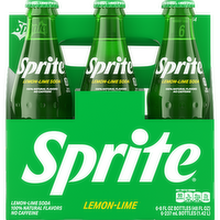 Sprite Lemon-Lime Soda Glass Bottles - 8 Fluid Ounce - 6 Count