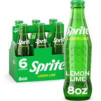 Sprite Lemon-Lime Soda Glass Bottles - 8 Fluid Ounce - 6 Count
