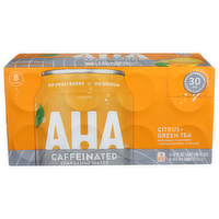 Aha Sparkling Water Citrus + Green Tea Caffeinated - 12 Fluid Ounce - 8 Count