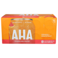 Aha Sparkling Water Orange + Grapefruit - 12 Fluid Ounce - 8 Count