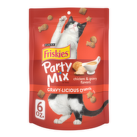 Purina Friskies Cat Treats, Party Mix Gravy-Licious Crunch Chicken And Gravy Flavors - 6 Ounce