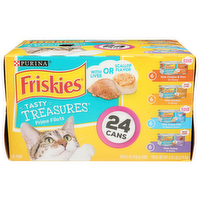 Purina Friskies Scallop Flavor With Chicken & Tuna In Gravy, Liver Ocean Fish & Tuna Sauce, Turkey Tasty Treasures Prime Filets Cat Food & Tuna - 5.5 Ounce - 24 Count