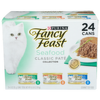Purina Fancy Feast Cod, Sole & Shrimp Savory Salmon Ocean Whitefish & Tuna Classic Pate Collection - 3 Ounce - 24 Count