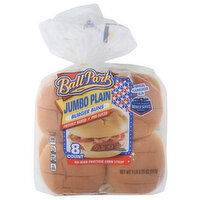 Ballpark Pre-Sliced Jumbo Plain Burger Buns - 2.281 Ounce - 8 Count