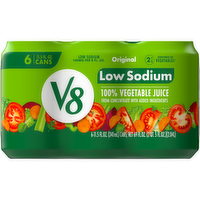 V8 Low Sodium Original 100% Vegetable Juice, Can 6 Pack - 69 Fluid Ounce